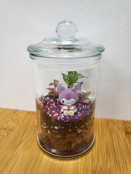 Customisable mini terrarium - Kuromi taking a selfie
